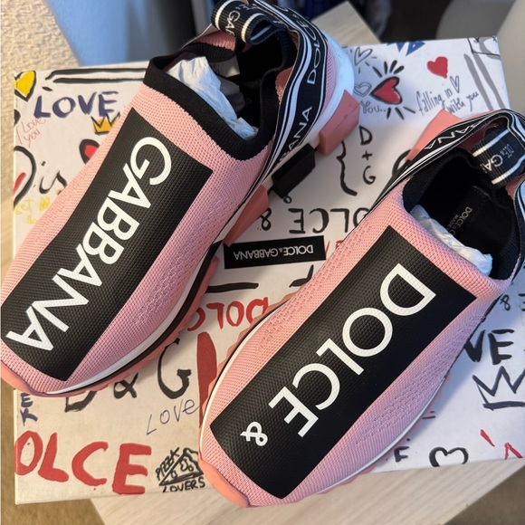 Dolce & Gabbana Shoes - Dolce & Gabbana Pink and Black Slip-On Shoes